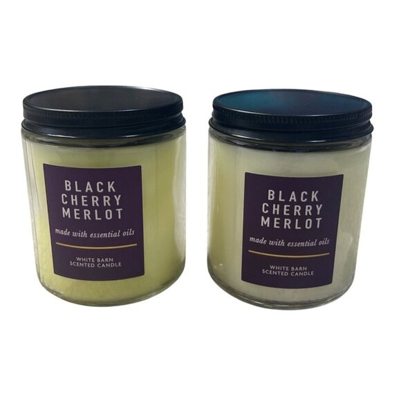 2 White Barn Jar Candles Black Cherry Merlot 7 oz Single Wick (READ) - Picture 1 of 8